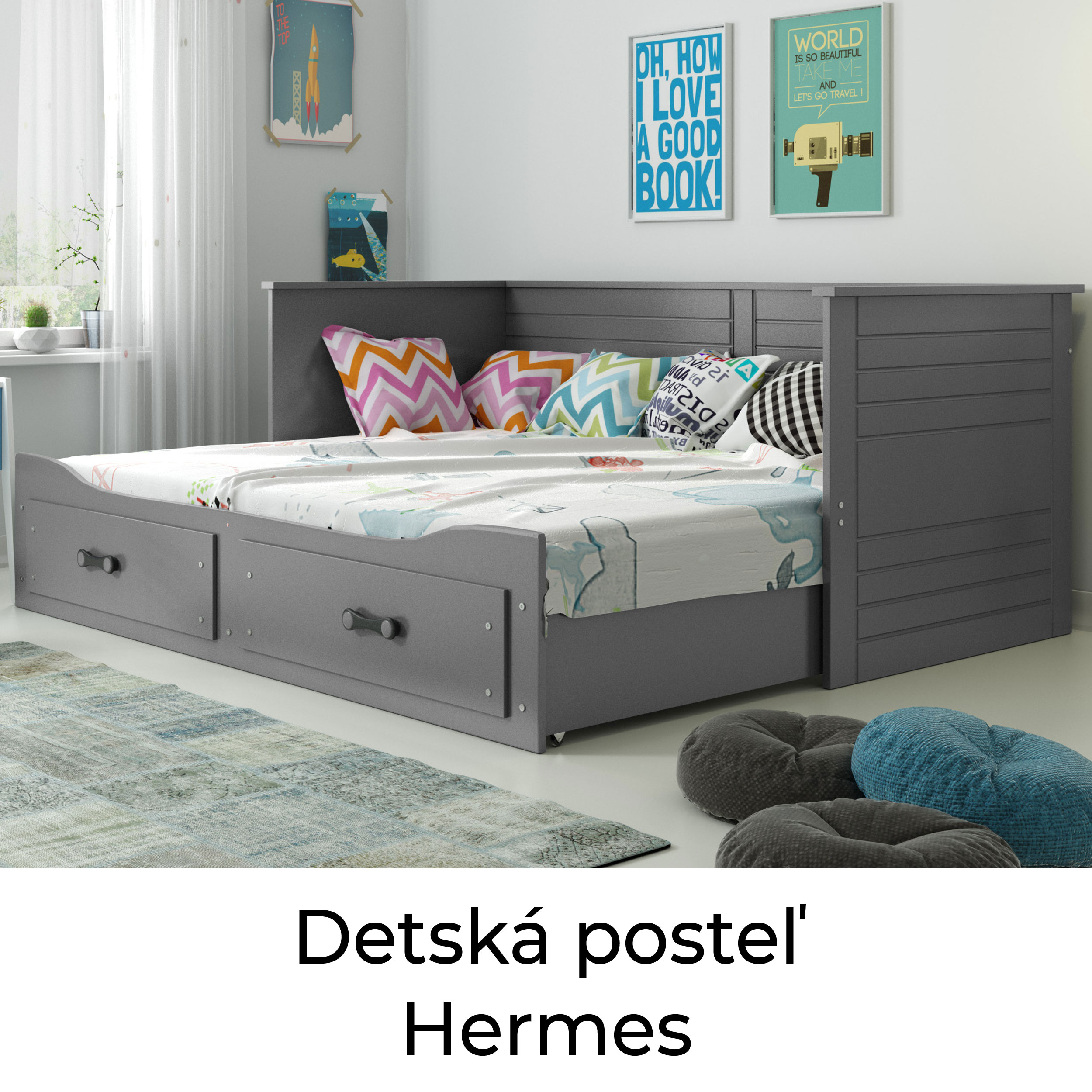 Detská posteľ Hermes s odkladacím priestorom